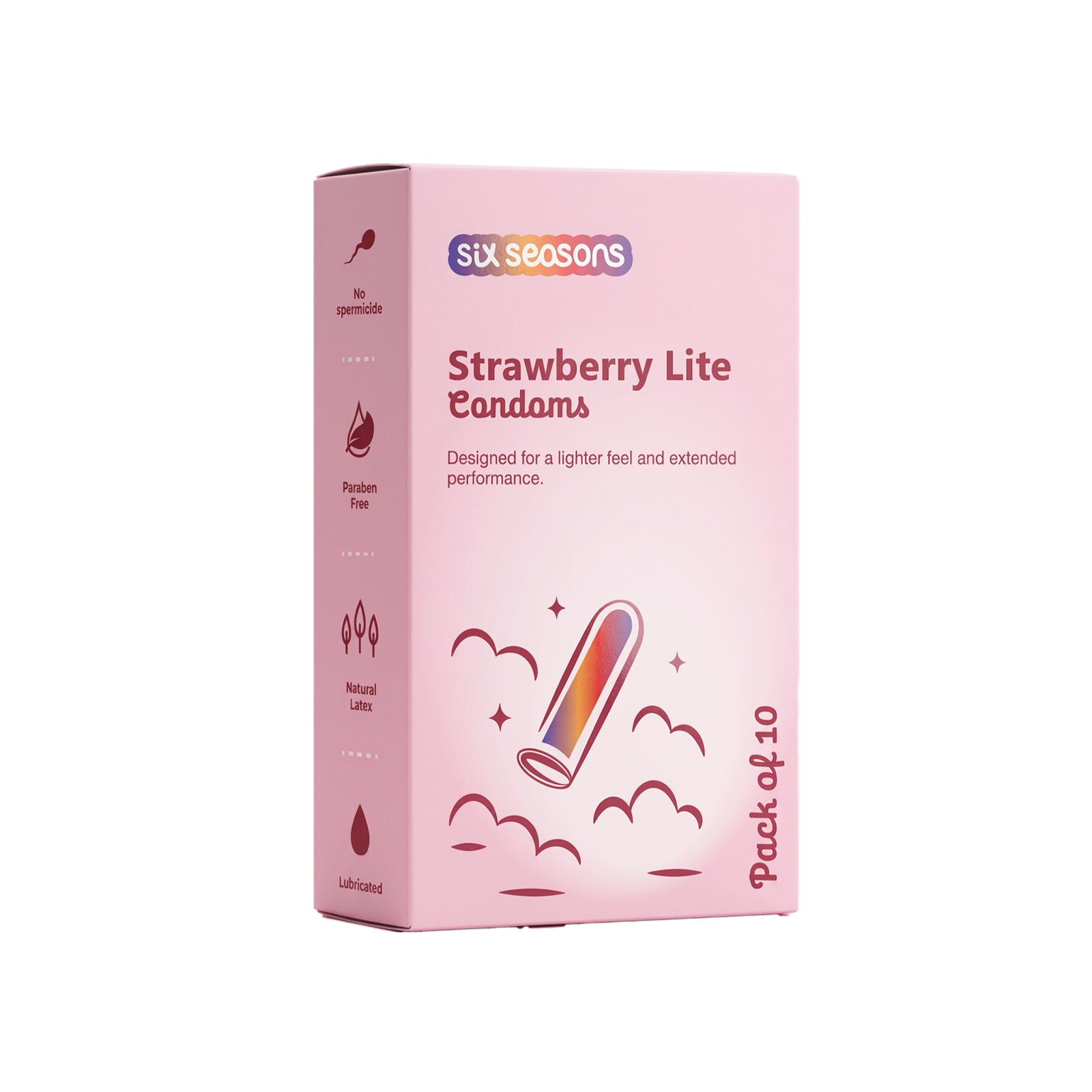 Strawberry Lite, Ultra-Thin Long Lasting Condoms with Benzocaine 4.5%