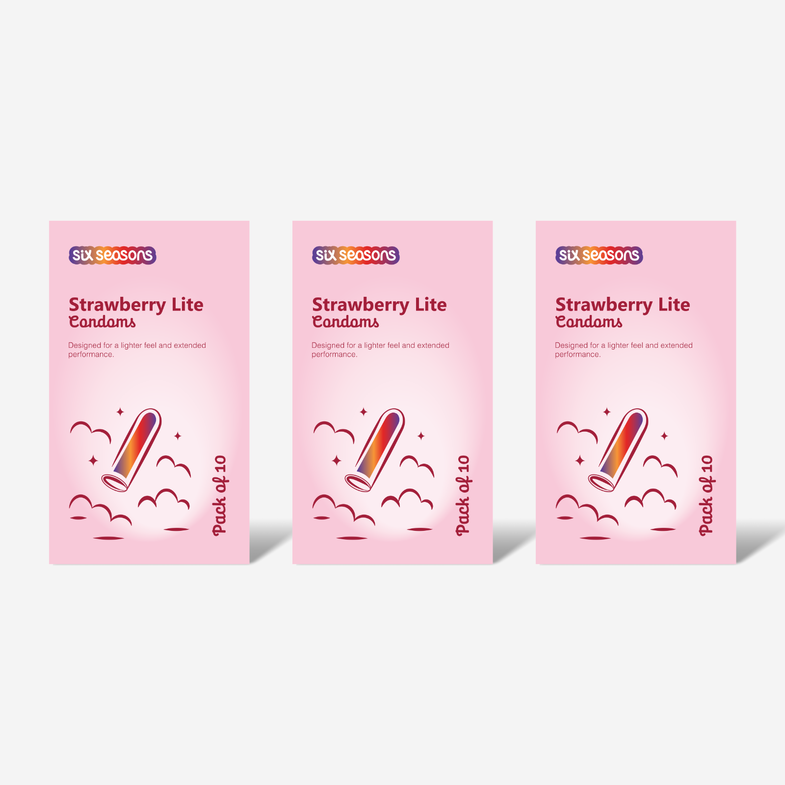 Strawberry Lite, Ultra-Thin Long Lasting Condoms with Benzocaine 4.5%