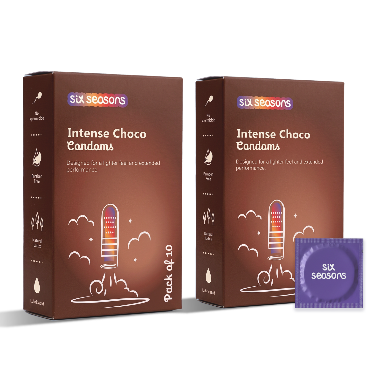 Intense Choco Ribbed & Dotted, Long Lasting Condoms with Benzocaine 4.5%